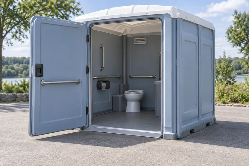 Wide-entry portable toilet