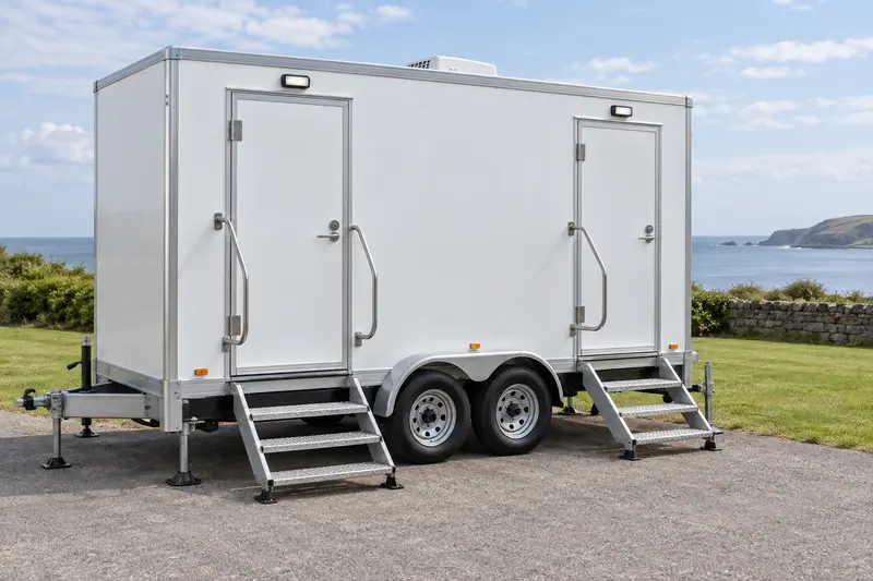 White restroom trailer