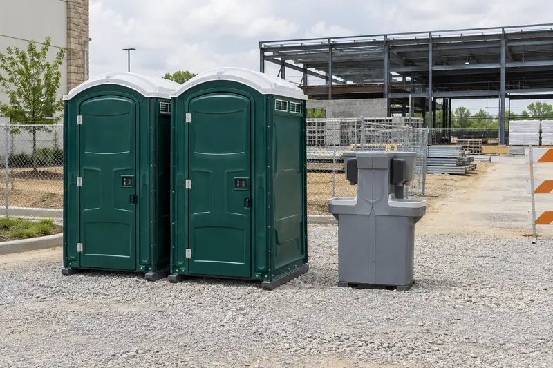 Temporary restrooms at an illustrative worksite
