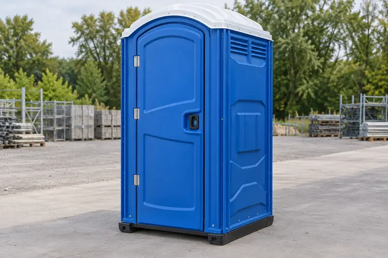 Blue portable toilet cabin