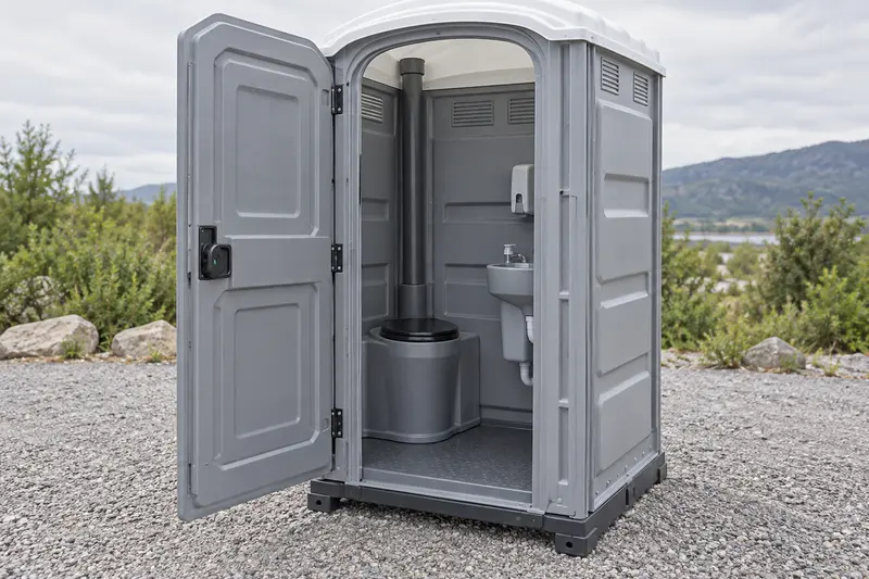 Illustrative upgraded portable restroom